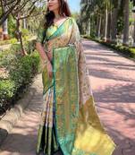 White woven design handloom kanjeevaram saree