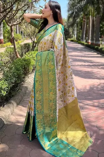 White woven design handloom kanjeevaram saree