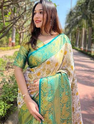 White woven design handloom kanjeevaram saree 4