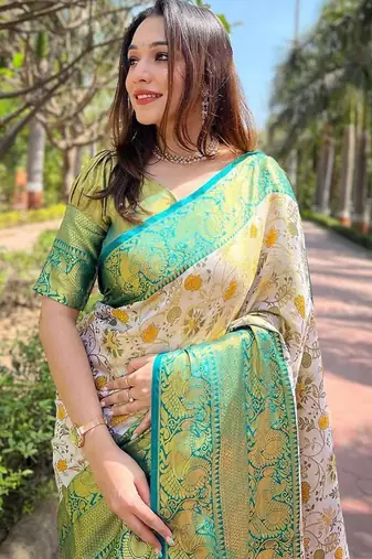 White woven design handloom kanjeevaram saree
