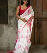 White floral printed saree