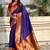 Navy blue ethnic motifs zari silk blend handloom paithani saree