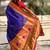 Navy blue ethnic motifs zari silk blend handloom paithani saree
