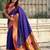 Navy blue ethnic motifs zari silk blend handloom paithani saree