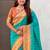 Turquoise woven design zari silk blend handloom paithani saree