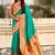 Turquoise woven design zari silk blend handloom paithani saree