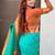 Turquoise woven design zari silk blend handloom paithani saree