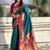 Teal woven design zari silk blend handloom paithani saree