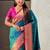 Teal woven design zari silk blend handloom paithani saree