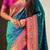 Teal woven design zari silk blend handloom paithani saree