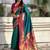 Teal woven design zari silk blend handloom paithani saree