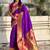 Purple ethnic motifs woven design zari paithani saree