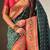Green woven design zari silk blend handloom paithani saree