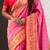Pink woven design zari paithani saree with blouse piece
