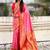 Pink woven design zari paithani saree with blouse piece