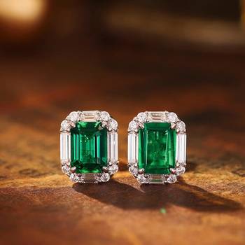 Green fancy stud earrings crystal studded festive casual wear jewelry 2