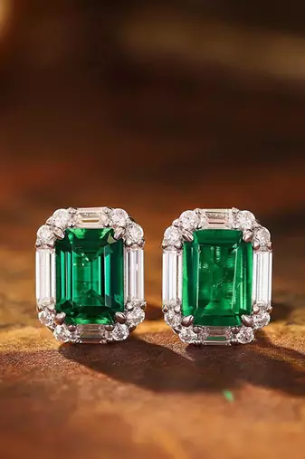 Green fancy stud earrings crystal studded festive casual wear jewelry