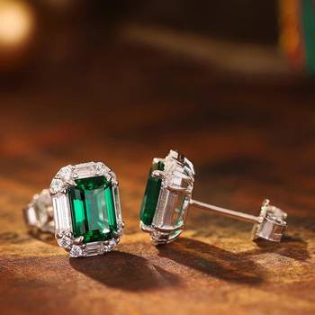 Green fancy stud earrings crystal studded festive casual wear jewelry 3