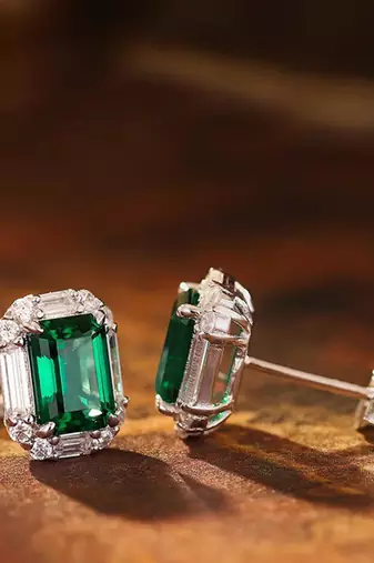 Green fancy stud earrings crystal studded festive casual wear jewelry