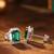 Green fancy stud earrings crystal studded festive casual wear jewelry