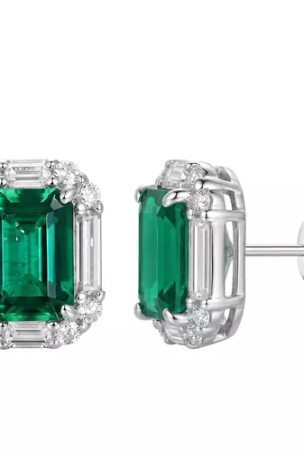 Green fancy stud earrings crystal studded festive casual wear jewelry