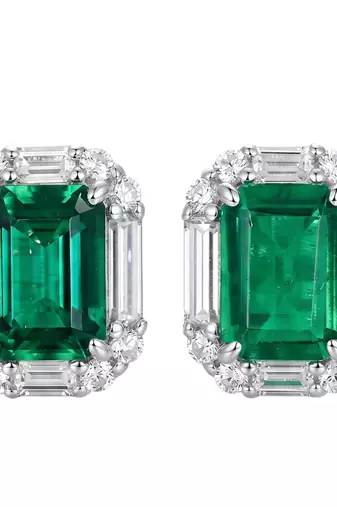 Green fancy stud earrings crystal studded festive casual wear jewelry