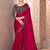 Pink ethnic motifs emroidered sequinned  chiffon saree