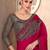 Pink ethnic motifs emroidered sequinned  chiffon saree