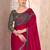 Pink ethnic motifs emroidered sequinned  chiffon saree