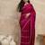 Magenta striped embroidered zari satin saree
