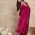 Magenta striped embroidered zari satin saree