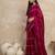 Magenta striped embroidered zari satin saree