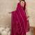 Magenta striped embroidered zari satin saree