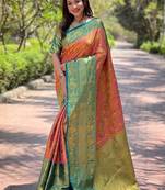 Pink woven design zari kanjeevaram saree