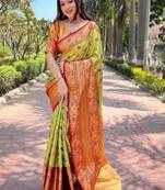 Green woven design zari kanjeevaram saree