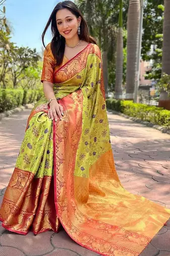 Green woven design zari kanjeevaram saree