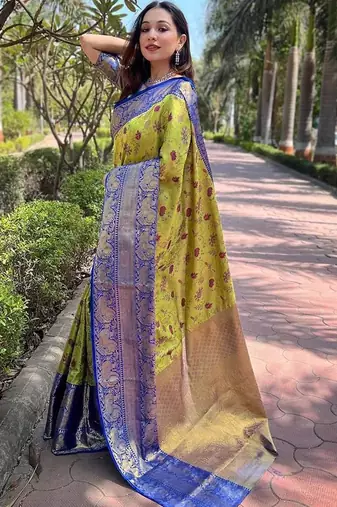 Green woven design zari kanjeevaram saree