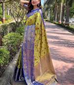 Green woven design zari kanjeevaram saree
