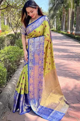 Green woven design zari kanjeevaram saree