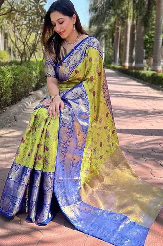 Green woven design zari kanjeevaram saree