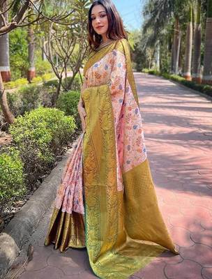 White woven design handloom kanjeevaram saree 2