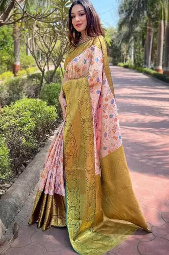 White woven design handloom kanjeevaram saree