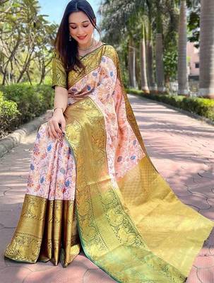 White woven design handloom kanjeevaram saree 3