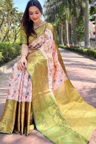 White woven design handloom kanjeevaram saree