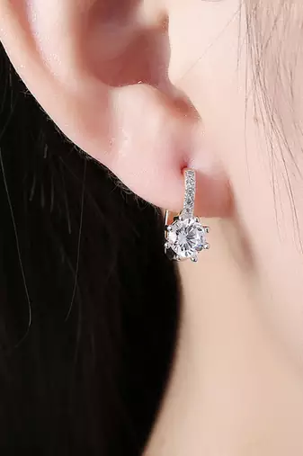 18k crystal solitaire clutch back hoop earrings for women