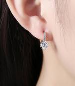 18k crystal solitaire clutch back hoop earrings for women