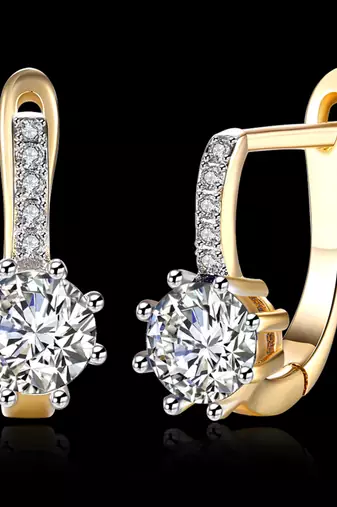 18k crystal solitaire clutch back hoop earrings for women