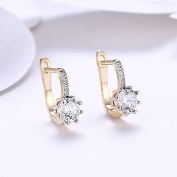 18k crystal solitaire clutch back hoop earrings for women 3