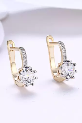 18k crystal solitaire clutch back hoop earrings for women