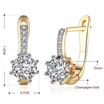 18k crystal solitaire clutch back hoop earrings for women 4